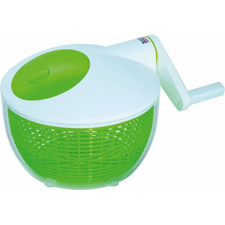KUHN RIKON 2023 Küchenhelfer Zubehör Accessoires Salatschleuder 21 cm, weiss-grün - mit Stopptaste auf dem Deckel