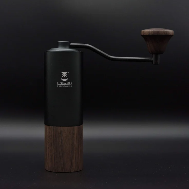 Manuelle Kaffeemühle G1 Chestnut mit einstellbarer Einstellung, Unibody-Design aus Aluminium und Walnussholz Handkaffeemühle – Bild 1