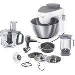 Kenwood MultiOne KHH323WH Küchenmaschine, 4,3 l Edelstahl Schüssel, 1000 Watt, inkl. 3-teiligem Patisserie-Set, Zerkleinerer, Glas-Mixaufsatz, Zitruspresse, Fleischwolf und Spritzschutz, weiß