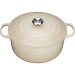 Le Creuset Signature Gusseisen-Bräter mit Deckel, Ø 22 cm, Rund, Für alle Herdarten und Induktion geeignet, Volumen: 3,3 l, Creme