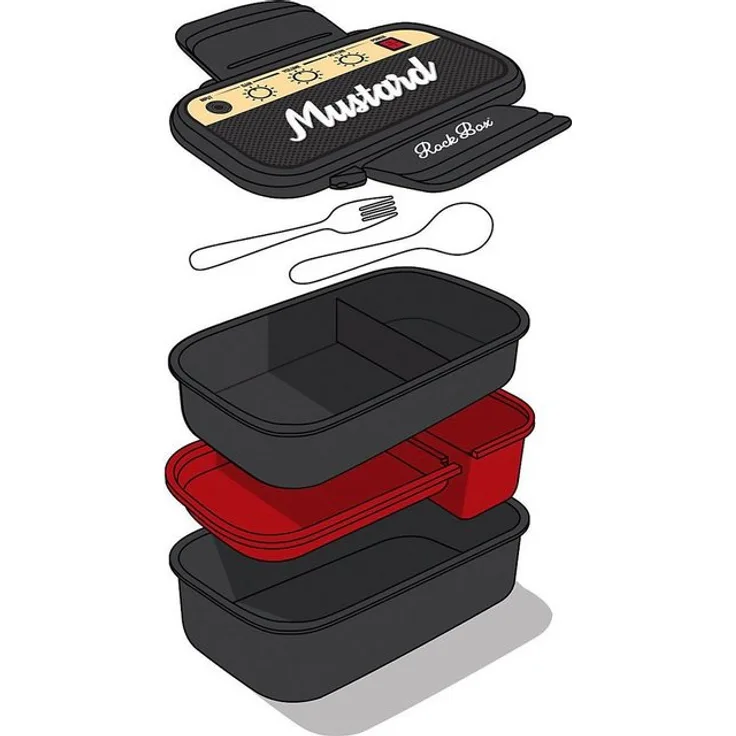 Mustard Lunchbox 5-tlg. Lunchbox Set Rockstar mit Besteck