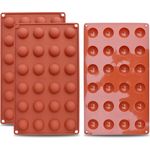 homEdge Mini 24-Cavity Semi Sphere Silikonform, 3 Packungen Backform zur Herstellung von Schokolade, Kuchen, Gelee, Dome Mousse