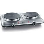 SEVERIN DK 1014 Doppel-Kochplatte (2 Massekochfelder, 1x Ø 15 cm, 1x Ø 18 cm, Stufenlose Temperatureinstellung) edelstahl-schwarz