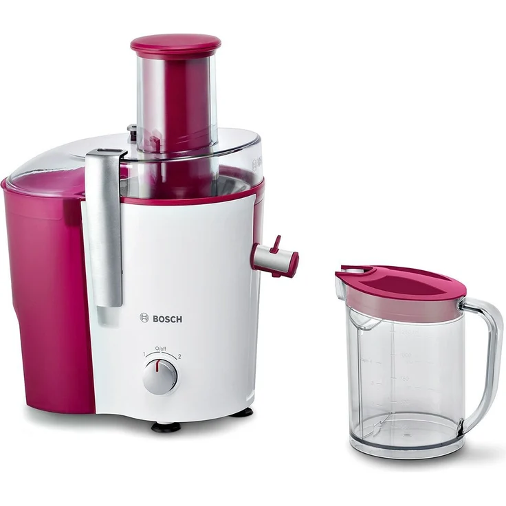 Bosch MES25C0 Entsafter VitaJuice 2 700 W, XL-Einfüllschacht, Edelstahl-Microfilter-Sieb, Ausgießer mit DripStop, weiß - cherry cassis – Bild 1