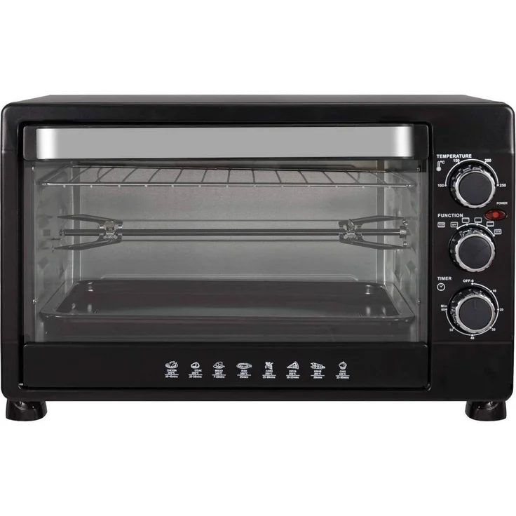 Woltu Minibackofen & Toastofen mit Krümelblech Timer, 32 Liter 1600W schwarz – Bild 1