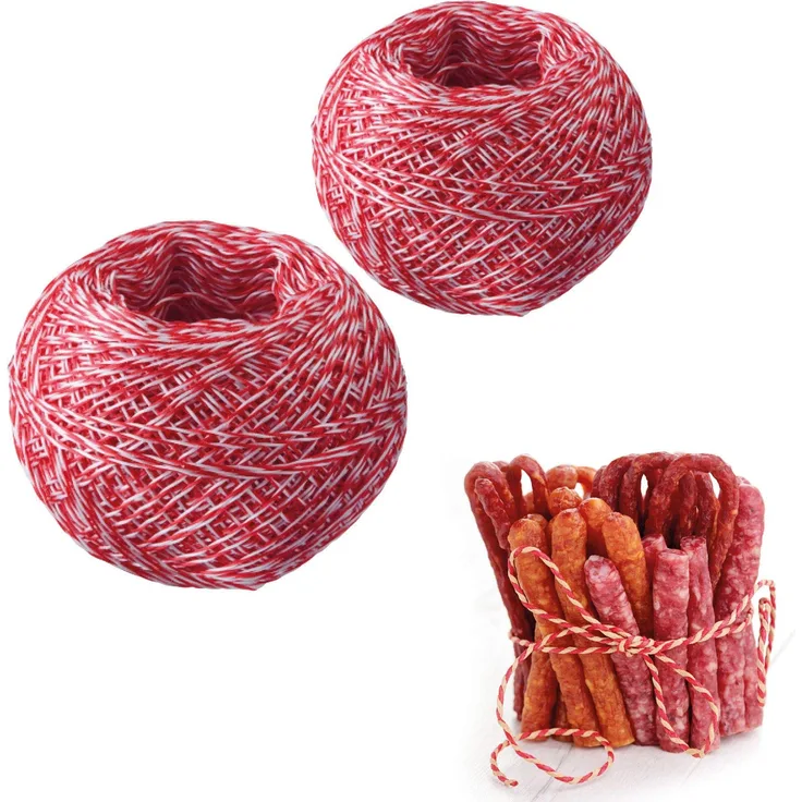 Westmark Doppelpack Bratenschnur-Wurstgarn, Spezialgarn, Länge je 60 m, Ø 0,1 cm, Polyester-Doppelzwirn, Rot-Weiß, 15192260