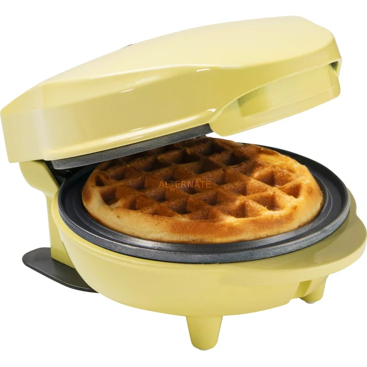 Bestron AMW500V Mini-Waffelautomat, Waffeleisen, 550W, Backampel, antihaftbeschichtet, gelb – Bild 1