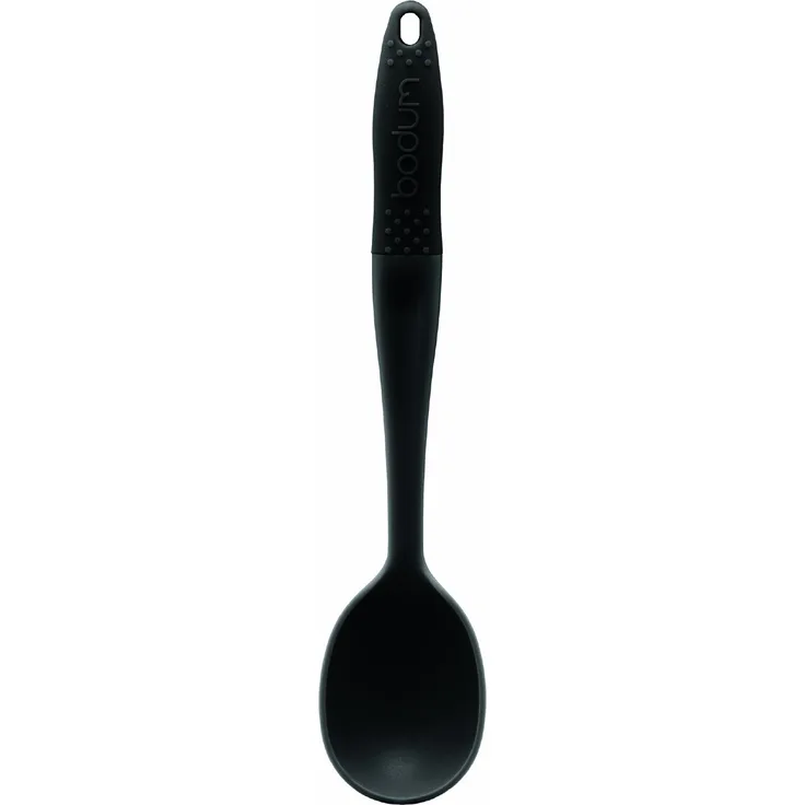 Bodum BISTRO Servierlöffel (Spülmaschinengeeignet, Rutschfester Silikon-Griff, 36 cm) schwarz