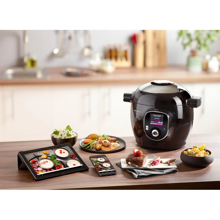 Krups CZ7158 Cook4Me+ Connect Multikocher, 1600 Watt, elektrischer Schnellkochtopf, inkl. e App, Bluetooth Steuerung, 4 Liter Fassungsvermögen, schwarz-grau – Bild 5