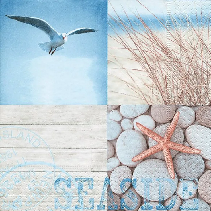 VBS Papierserviette ''Seaside'', (20 St), 33 cm x 33 cm