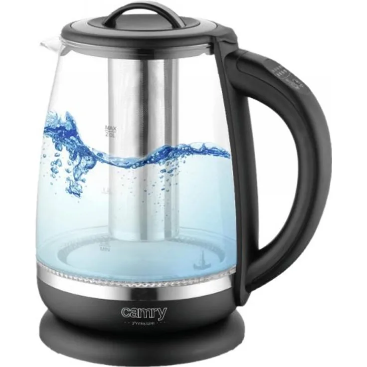 Camry CR 1290 beleuchteter Wasserkocher aus Glas mit Temperaturregler und Teesieb 2000 W 2 L 