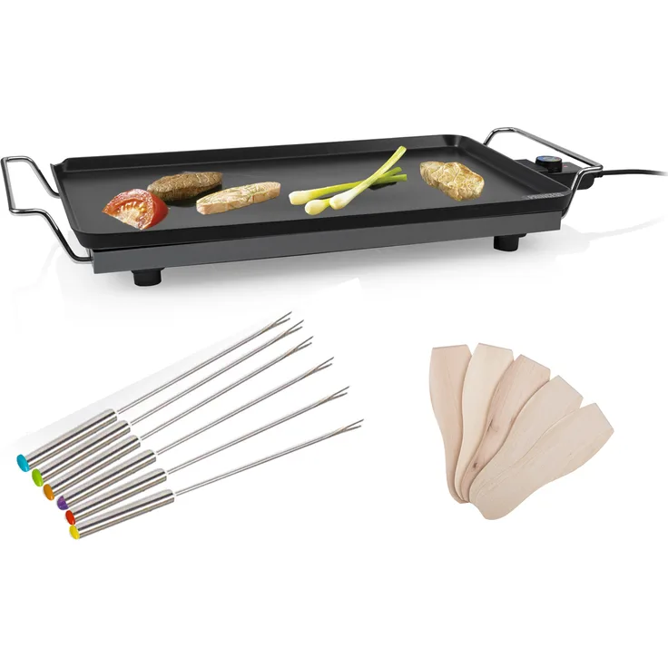 Princess Teppanyaki Tischgrill Grillplatte 60x36cm & 6 Teppan Yaki Gabeln 2500W