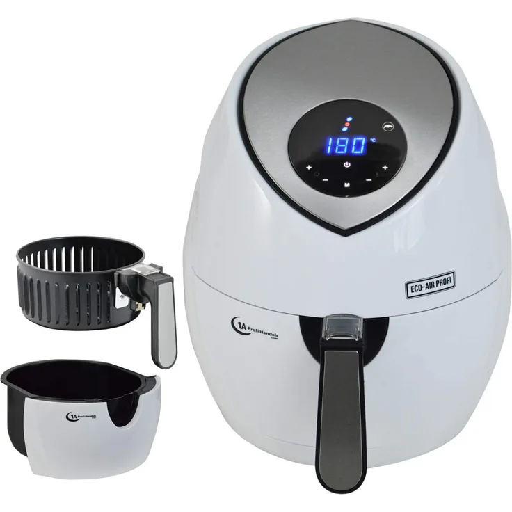 AMUR 7-HH201617S Heißluftfritteuse, ohne Öl, 1400 Watt, 2,5 Liter Fassungsvermögen, weiß
