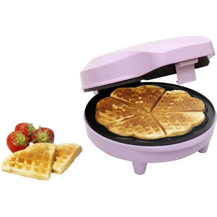 Bestron Waffeleisen für klassische Herzwaffeln, Retro Design, Sweet Dreams, 700 Watt, Rosa – Bild 3