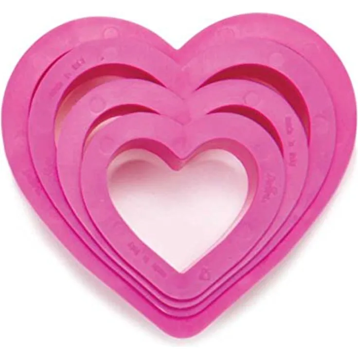 DECORA 0255305 AUSSTECHER-Set Herz GLATT, 4TLG cm 4-5,5-7-8 H2,2 cm