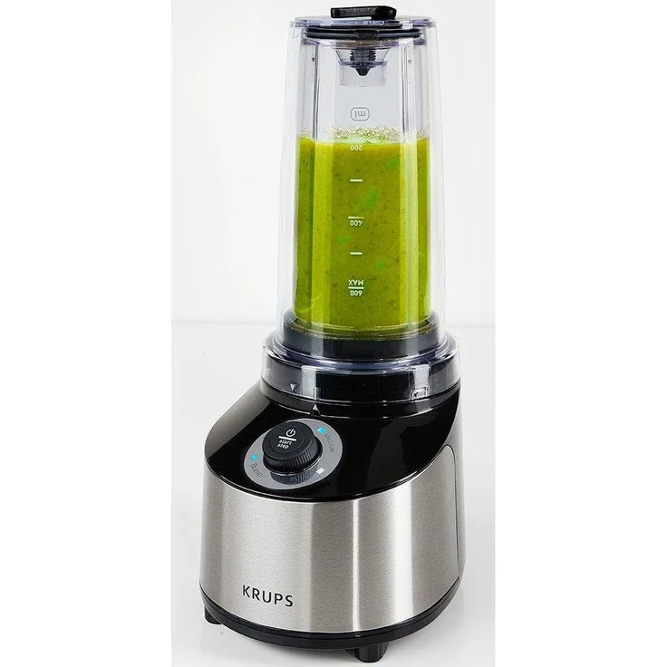 Krups KB181D Freshboost Standmixer To Go mit Vakuum Technologie, 3x mehr Antioxidantien & Vitamine zur Stärkung des Immunsystems, 4 Programme, 800W, Edelstahl- Schwarz – Bild 2