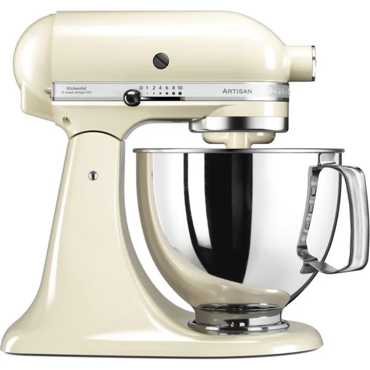 KitchenAid 5KSM125EAC Artisan Küchenmaschine mit Direktantrieb, 300W, 4,8 l Edelstahlschüssel, creme, Serie: 5KSM125 – Bild 1
