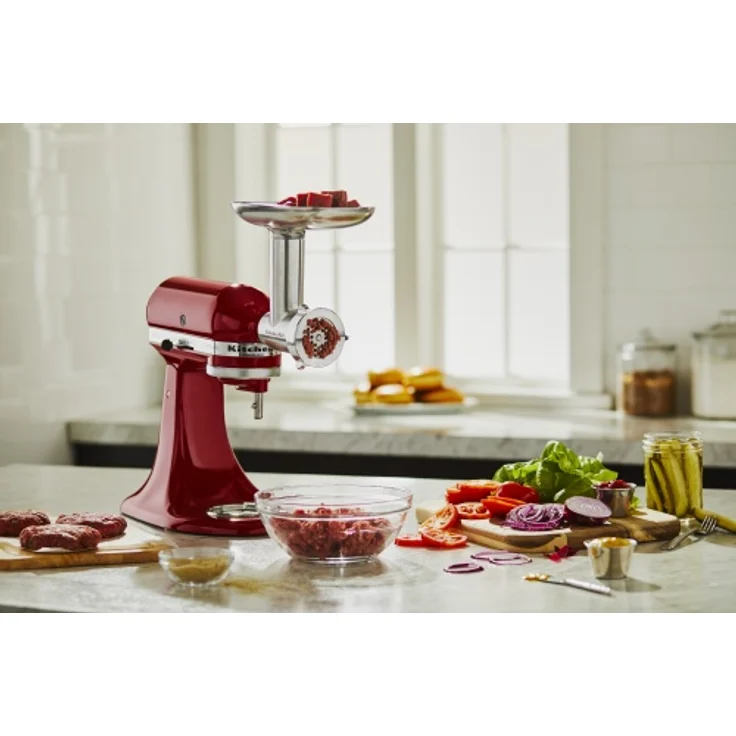 KitchenAid 5KSMMGA Artisan Fleischwolf, Ganzmetall, 3 Schneidplatten aus Edelstahl, 2 Wurstfüllhörner – Bild 8