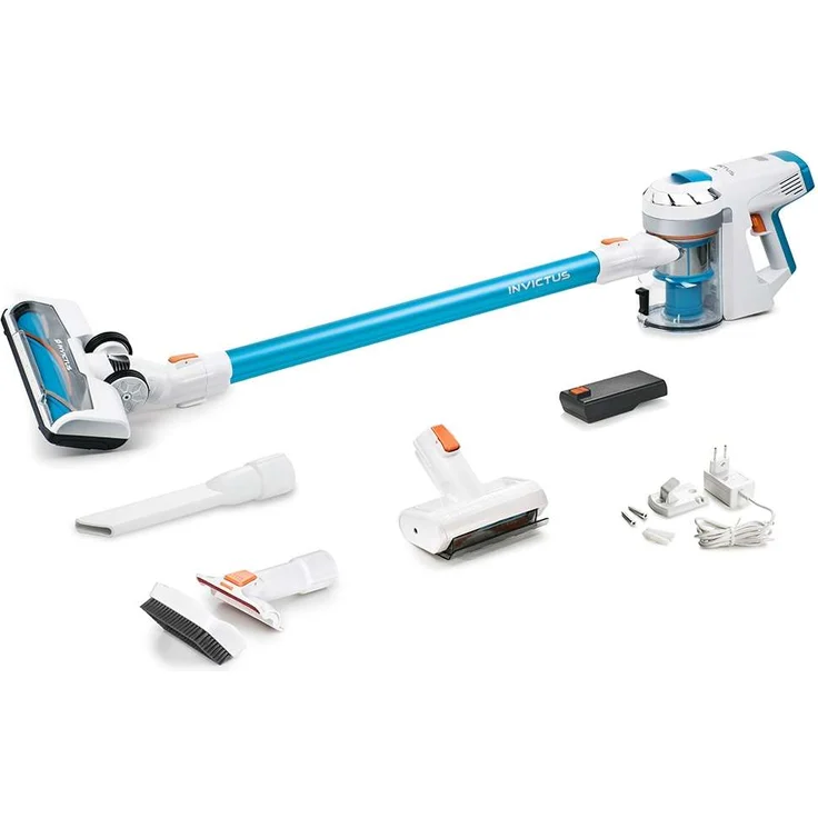 Genius Invictus X7 Akku-Staubsauger (13 Teile) Beutelloser und kabelloser 2in1 Staubsauger mit 380 Watt Saugleistung und integrierten LED-Spot-Lichter, Lithium-Ionen Akku (30 min) – Bild 1