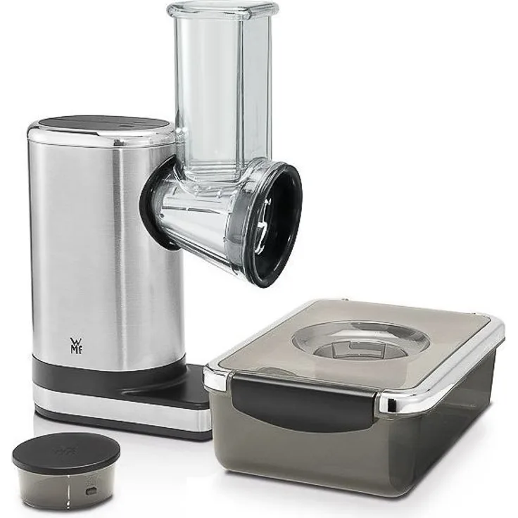 WMF Küchenminis Salat-to-go, Salatzubereiter, elektrischer Gemüseschneider, 5 Einsätze, inkl. Salat-to-go-Box, 150 W 