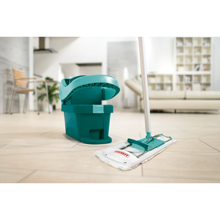 Leifheit Wischtuchpresse Profi XL mit Rollen und Tragegriff, mit Fußbedienung für rückenschonendes Putzen ohne Bücken und saubere Hände, 8 Liter Eimer mit Pressaufsatz, 39 x 29 x 51 cm – Bild 2
