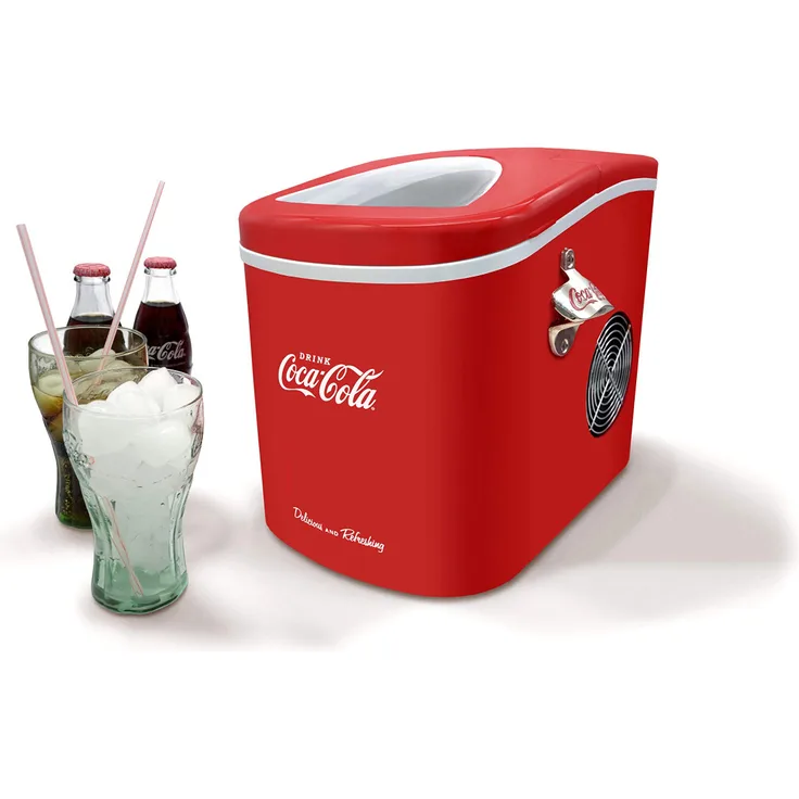 Salco Coca-Cola Eiswürfelmaschine SEB-14CC, Rot, Eiswürfel in 8-13 Minuten, mit Flaschenöffner COCA-COLA