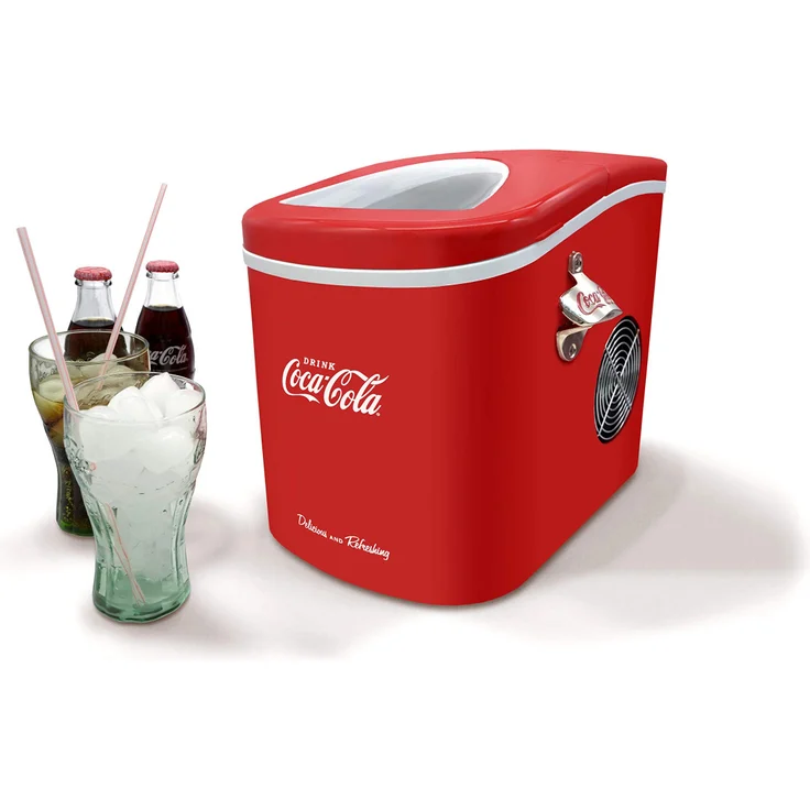Salco Coca-Cola Eiswürfelmaschine SEB-14CC, Rot, Eiswürfel in 8-13 Minuten, mit Flaschenöffner COCA-COLA – Bild 1