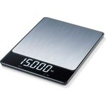 Beurer KS 34 XL stainless steel Küchenwaage aus Edelstahl für präzises Wiegen bis 15 kg, mit praktischer Tara-Zuwiegefunktion, Hold-Funktion und Magic LED-Display, edelstahl