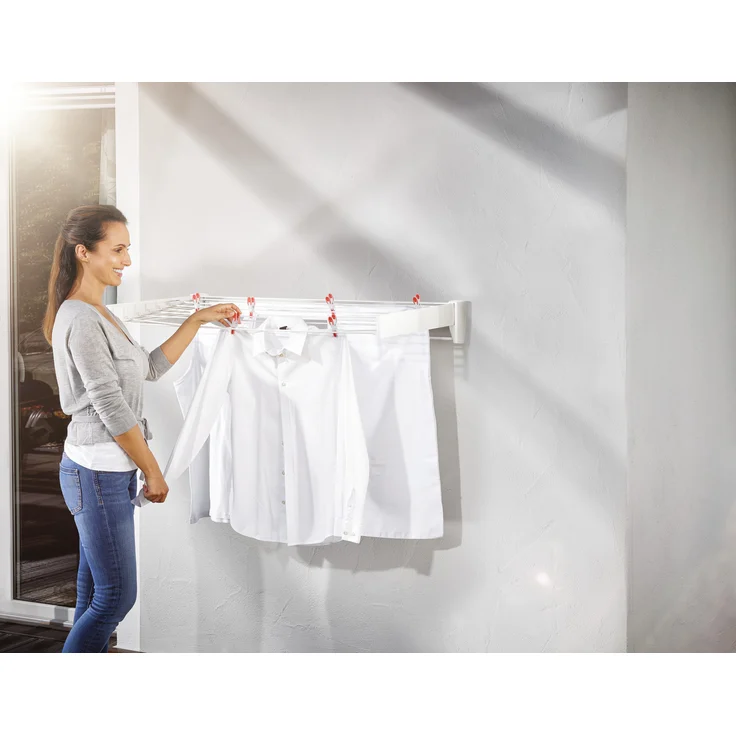 Leifheit ‎83100 Telegant 81 Protect Plus Wandtrockner zum Ausziehen, kompakter Hänge-Wäschetrockner, ausziehbar, ideal fürs Badezimmer oder den Balkon – Bild 6