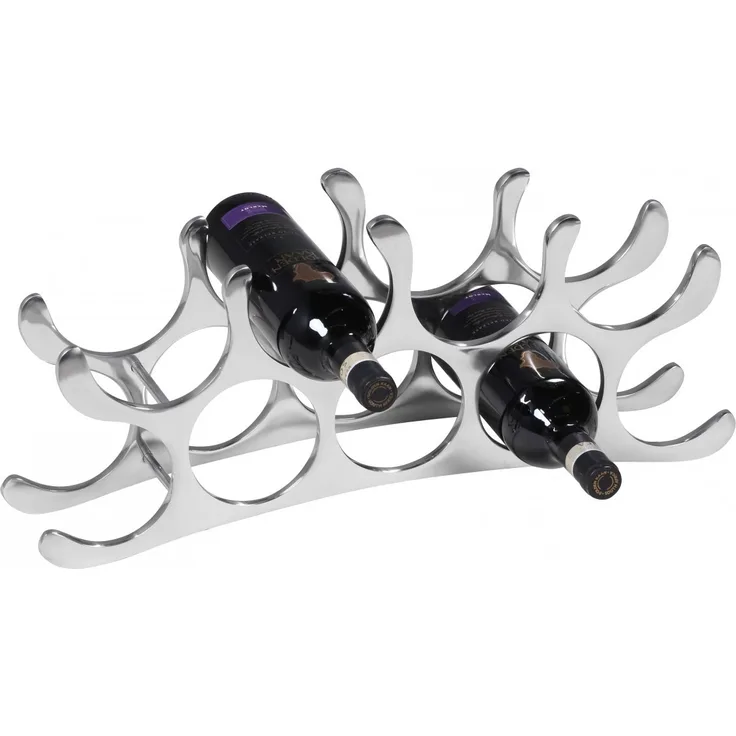 FineBuy Design Aluminium Weinregal TORRO 9 Flaschen in Silber 55x20x12 cm Flaschenregal Wein Zubehör Edel modern Metall Deko Weinflaschen Halter Schmal Küche Regal Alu Flaschenständer liegend