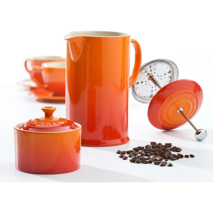 Le Creuset Kaffee-Bereiter-French Press mit Edelstahl-Presseinsatz, 800 ml, Steinzeug, Ofenrot – Bild 2