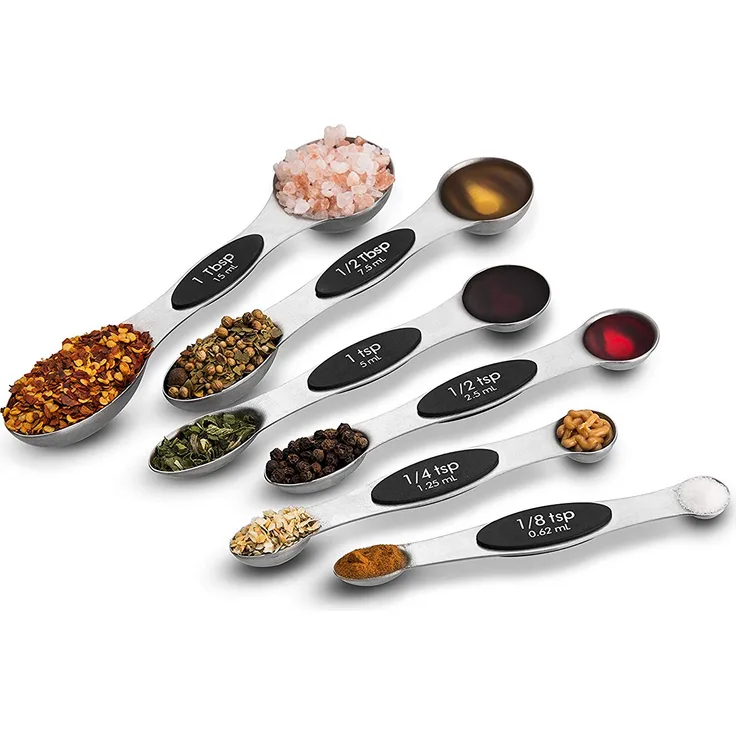 NutriChef NCMMS8 Messlöffel-Set, 6 verschiedene Größen, silberfarben