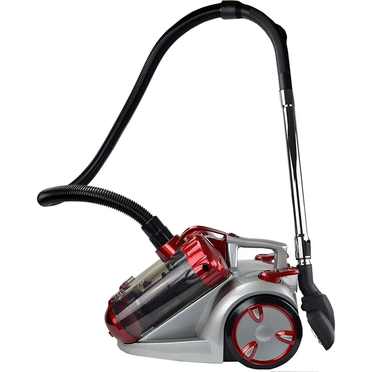 Syntrox Germany Doppel Zyclone Staubsauger ohne Beutel, silber-rot