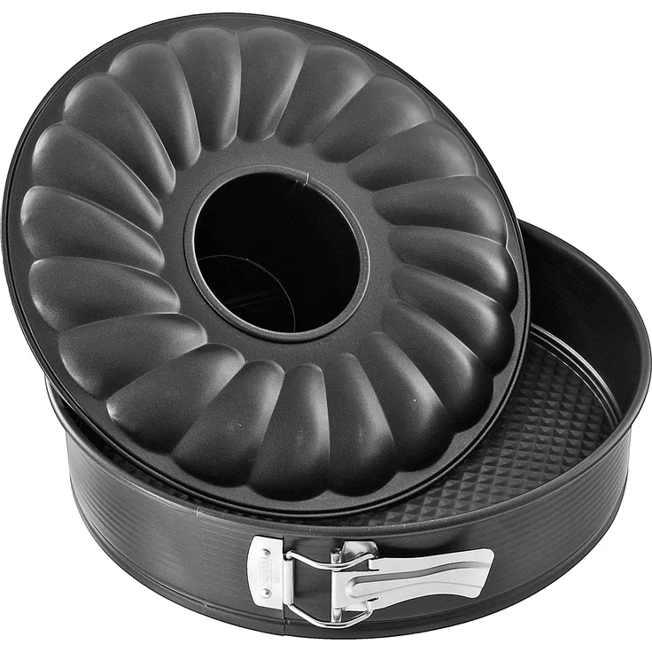 Zenker Springform Flach- und Rohrboden Ø 28 cm Backform mit 2 Böden, Profi-Kuchenformen-Set, mit hochwertiger Antihaftbeschichtung, einfaches Entformen für saftige Kuchen und Torten, Menge: 1 Stück