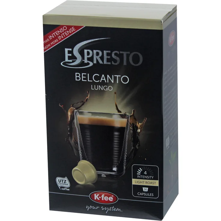 K-Fee Espresto Belcanto Lungo, Espresso, Kaffee, Röstkaffee, 96 Kapseln, 48 Portionen