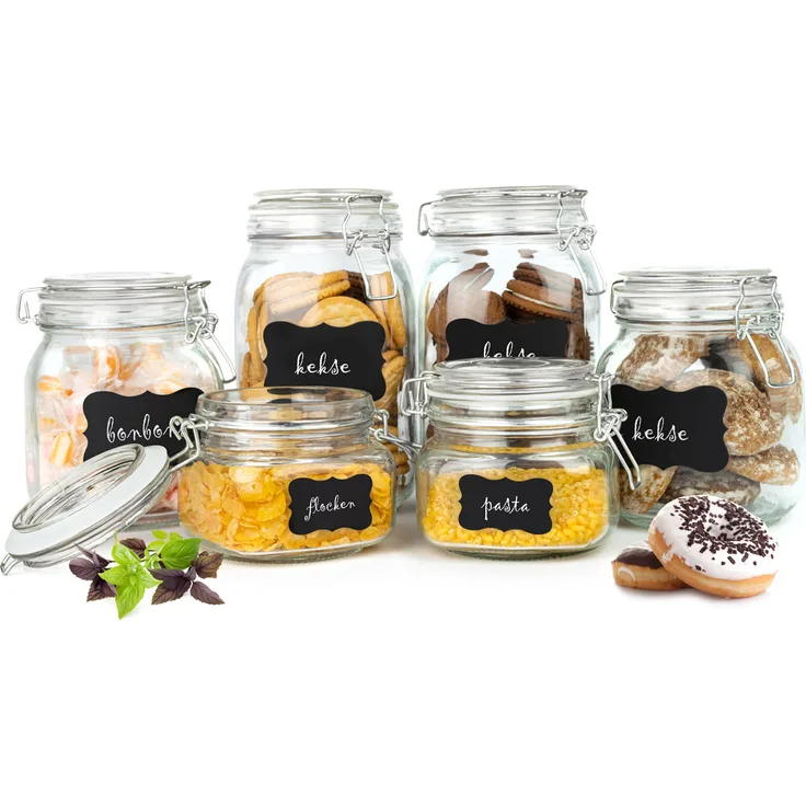 6tlg Set Einmachgläser 2x1,5L 2x1L 2x500ml mit Bügelverschluss Tafelfeld Einmachglas Vorratsglas