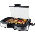 STEBA VG 195 BBQ Tischgrill, mit Glasdeckel, antihaftbeschichtet, 2000 Watt, schwarz