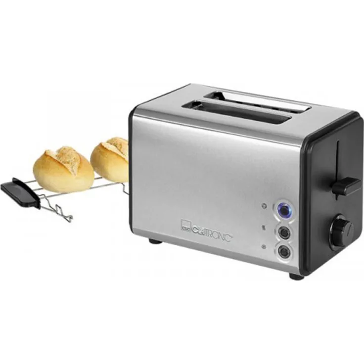 Clatronic TA 3620 Automatiktoaster Edelstahlgehäuse, 850 W, abnehmbarer Brötchenaufsatz, edelstahl