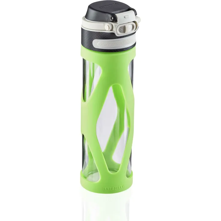 Leifheit Glasflasche Flip 600ml, 100% dichte Sportflasche, praktisches Öffnen mit einer Hand, Trinkflasche mit Filter für Fruchteinsatz, Wasserflasche, BPA frei, stoßfest, blau: Tests, Infos & Preisvergleich