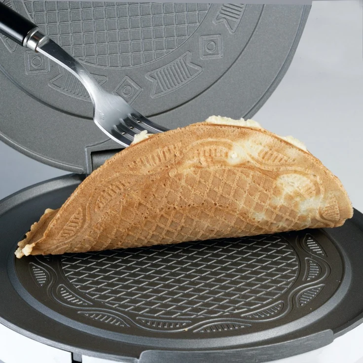 Cloer 285 Hörnchenautomat für hauchdünne, knusprige Hörnchen - 800 W - Backfläche 15 cm Durchmesser - schwere Backplatten - stufenlos wählbarer Bräunungsgrad - Signalton - Edelstahlgehäuse – Bild 4