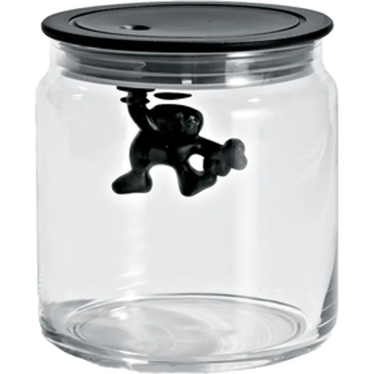 Alessi Gianni Küchendose aus Glas mit abgedichtem Deckel, thermoplastischem Harz, schwarz 0,7 l