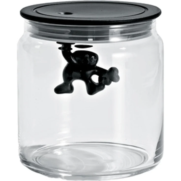 Alessi Gianni Küchendose aus Glas mit abgedichtem Deckel, thermoplastischem Harz, schwarz 0,7 l