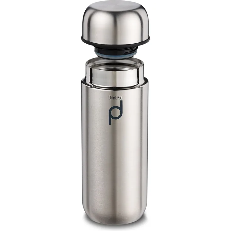 Pioneer DrinkPod Isolierflasche aus Edelstahl 0,2 L Doppelwandig Thermo-Lebensmittelbehälter 6 Stunden Heiß 24 Stunden Kühl Auslaufsicher BPA-Frei - Gebürsteter Stahl