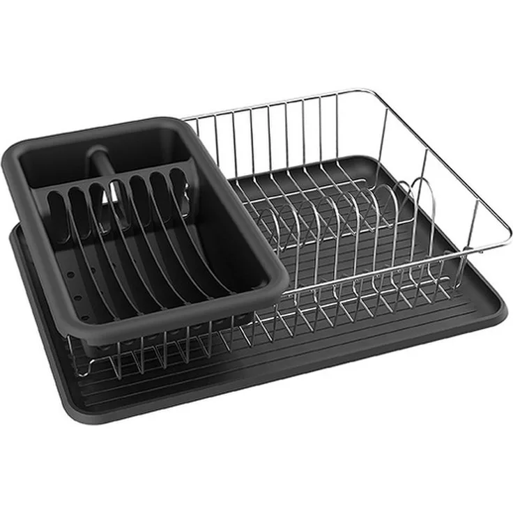 MSV Abtropfgestell Geschirrabtropfgestell, Abtropfgitter, Geschirr Abtropfkorb, Abtropfständer, Abtropfschale, Geschirrabtropfständer, Geschirrabtropfkorb, Farbe: Schwarz matt