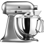 KitchenAid Artisan 5KSM175PSENK Küchenmaschine mit Direktantrieb, 300W, 4,8 L Edelstahlschüssel, inkl. 3 L polierte Schüssel, Spritzschutz, 10 Geschwindigkeiten, metall gebürstet, Serie: 5KSM175PS