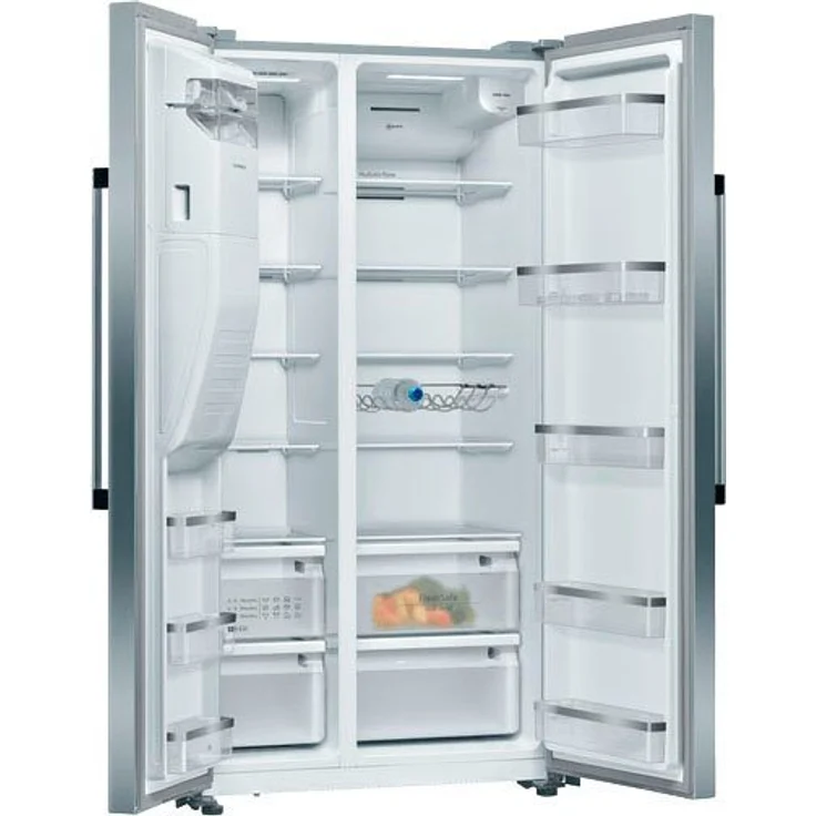 Neff KA3923IEO Side-by-Side-Kühlschrank, freistehend, silber, NoFrost, Wasser- und Eiswürfelspender, Festwasseranschluss, Schnellkühlen und -gefrieren, Breite 90.8 cm – Bild 2