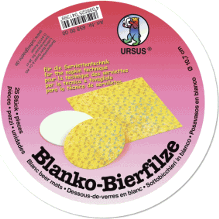 Ludwig Bähr Bierfilze blanko 10,7cm VE=25 Stück weiß