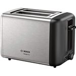 Bosch TAT3P420DE DesignLine Kompakt-Toaster, Auftau-Aufwärmfunktion, versenkbarer Brötchenaufsatz, Abschaltautomatik, 970 W, Edelstahl-schwarz