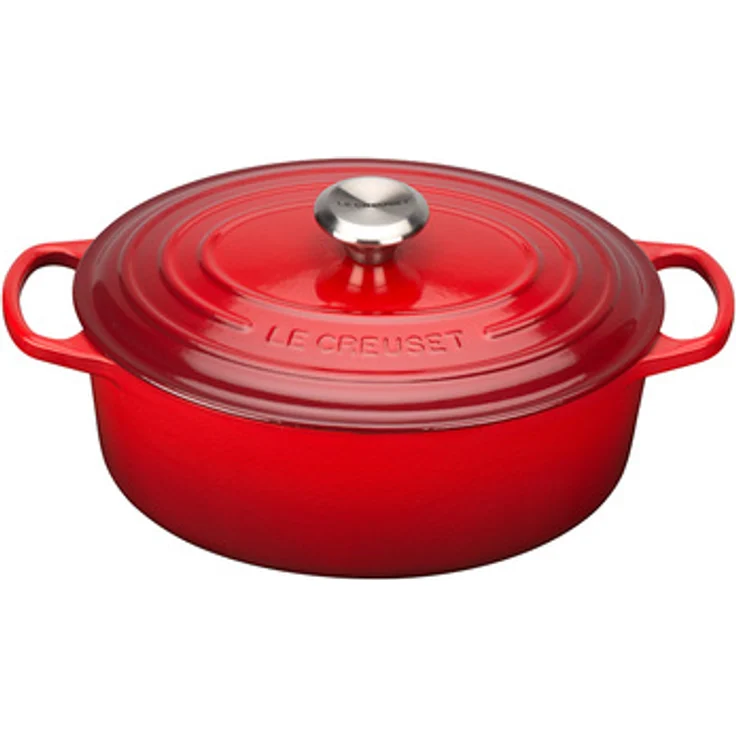 Le Creuset Signature Gusseisen-Bräter mit Deckel, Durchmesser 35 cm, Oval, Für alle Herdarten und Induktion geeignet, Volumen: 8,9 l, Kirschrot – Bild 1