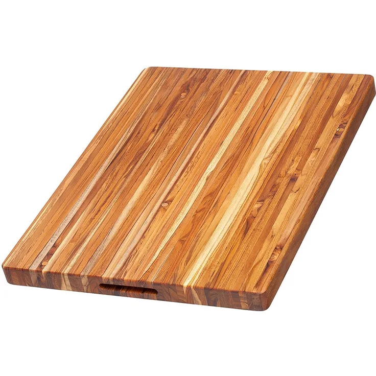 Proteak Teak Schneidebrett, rechteckig, Kanten gemasert mit Griff, 24 cm, by18-Zoll von 1-1|2 Zoll